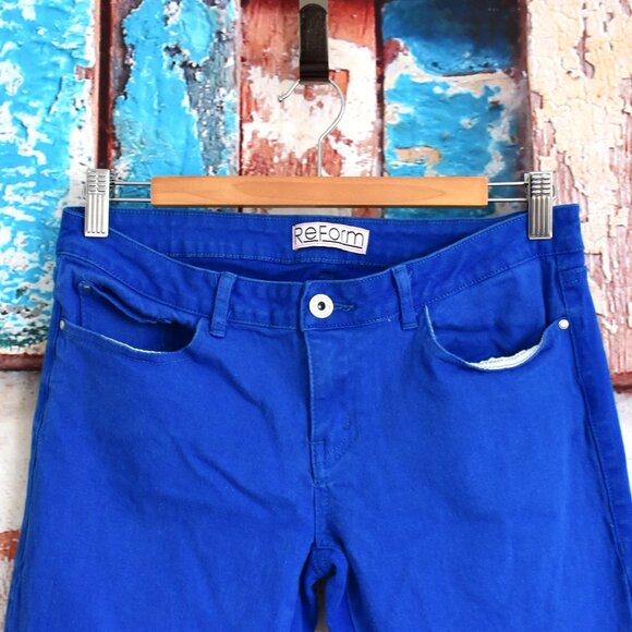 Women's ReForm Jeans Slim Denim 28" Inseam SIZE 11 Blue PRE-OWNED - Picture 2 of 9
